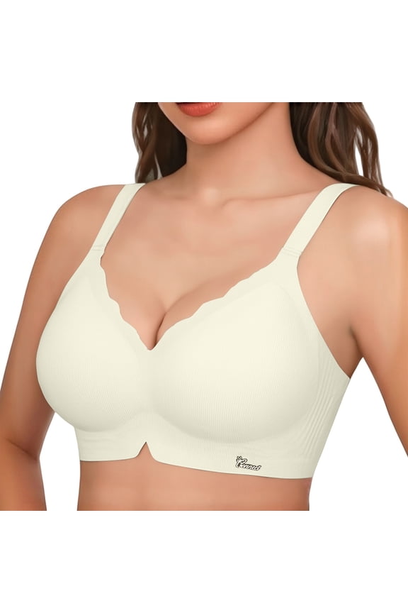 Sports Bras for Women Seamless Lift & Support Bra Women's Anti-Sag Shaper Bra with Smooth Fit Nylon Spandex Beige L