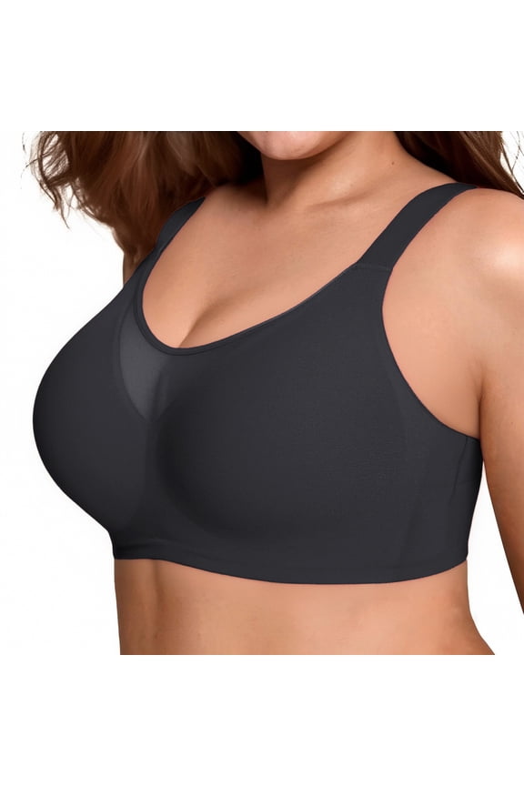 Sports Bras for Women Women Plus Size Seamless Mesh Bandeau Bra Full Cup Anti-Sag Push-Up Bralette Black L