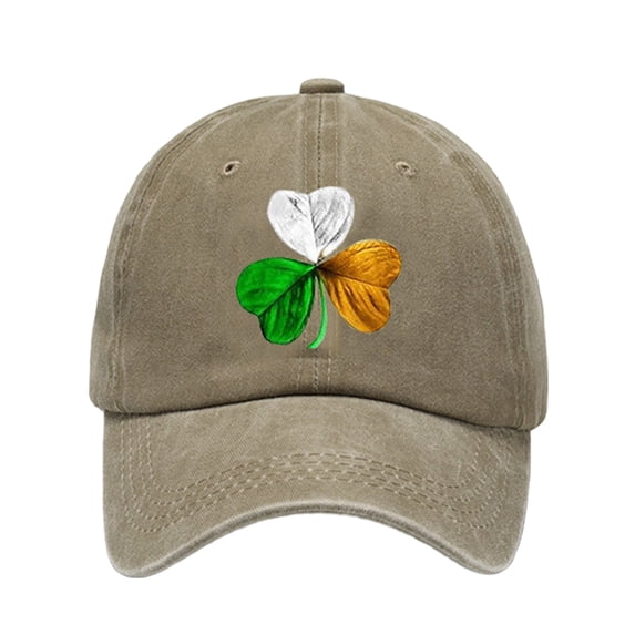 Gkeoshab St Patricks Day Decorations Unisex Washed Cotton Dad Baseball Cap St. Patrick's Day Style Fashion Color Block Print Vintage Distressed Visor Hat
