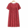 thumbnail image 1 of Gkeoshab Summer Outfits Summer Cotton Silk Short Sleeve Sleep Dress for Middle Aged Elderly Loose Fit Plus Size Design Lightweight Breathable Comfortable Nightgown Loungewear, 1 of 3
