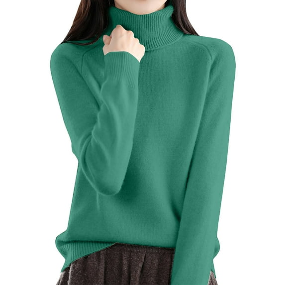 Gkeoshab Sweater Dress Women's Classic-Fit Lightweight Long-Sleeve Turtleneck Sweater Mint Green XXL