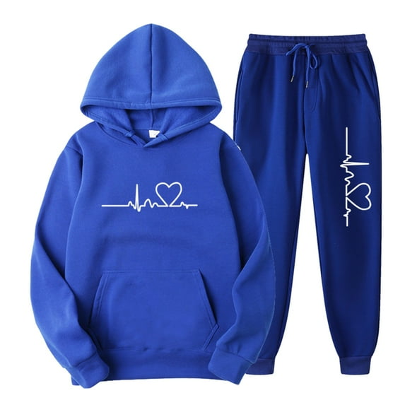 Gkeoshab Sweater Dress Women's Hoodie Tracksuit Sweatsuits for Mens Set 2 Piece Hooded Sweatshirts and Sweatpant Sets Jogger Sweatsuit Blue M