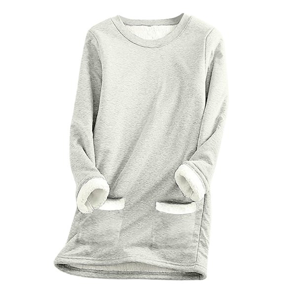 Gkeoshab Sweater Dress Women's Long-Sleeve Loose-Fit Round-Neck Sweater for Fall and Winter Grey M