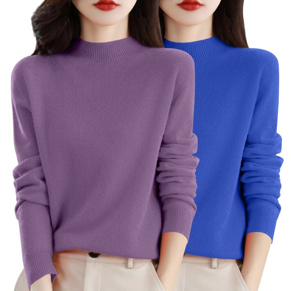 Gkeoshab Sweaters for Women Round Neck Long Sleeve Shirts for Women Casual Fall Tops Lightweight Tunic Sweaters Fashion Clothes Loose Fit 2025 Blue XL