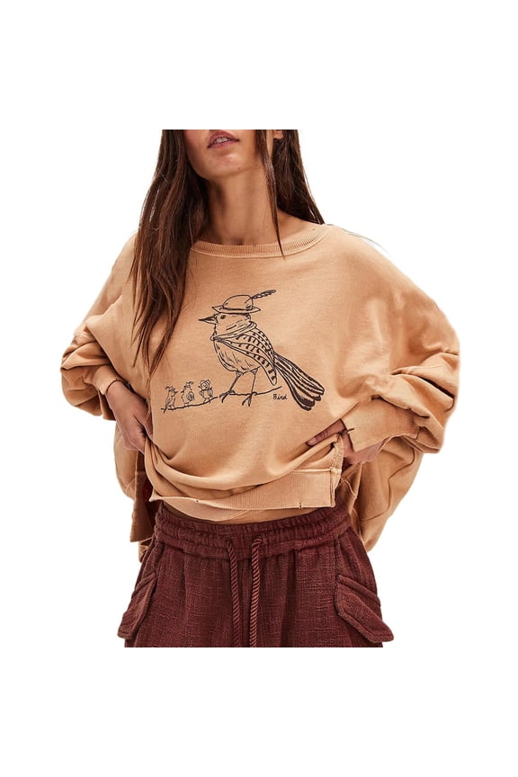 Sweaters for Women Round Neck Long Sleeve Shirts for Women Casual Fall Tops Lightweight Tunic Sweaters Fashion Clothes Loose Fit 2025 Orange M