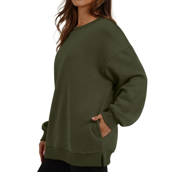 Gkeoshab Sweaters for Women Women's Long-Sleeve Loose-Fit Round-Neck Sweater for Fall and Winter AG XXL