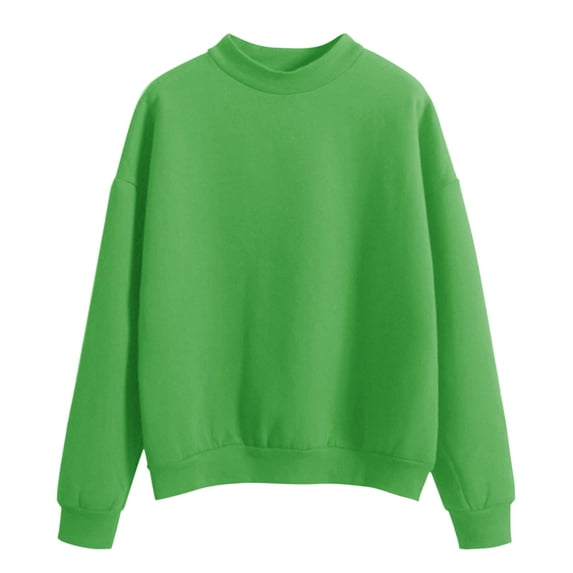 Gkeoshab Sweaters for Women Women's Long-Sleeve Loose-Fit Round-Neck Sweater for Fall and Winter Green S