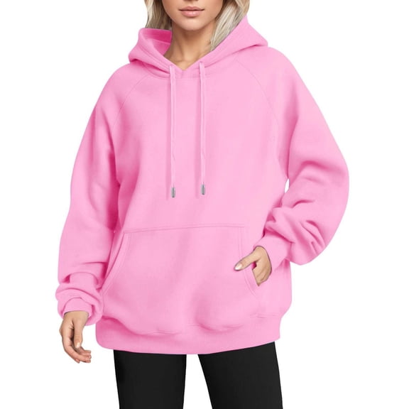 Gkeoshab Sweaters for Women Womens Hoodies Oversized Sweatshirts Pullover Fleece Sweaters Long Sleeve Winter Fall Outfits Fashion Y2k Clothes Pink L