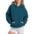 thumbnail image 1 of Gkeoshab Sweatshirt For Women Women's Solid Color Raglan Sleeve Pullover Hoodie - Long Sleeve Comfort Fit Sweatshirt for Athletic Casual Style Blue M, 1 of 8