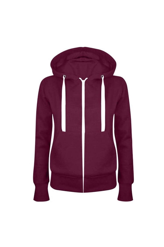 Sweatshirt For Women Women's Solid Color Hooded Zip-Up Sweatshirt, Versatile Terry Jacket with Pocket for Athletic Activities and Casual Everyday Wear. PP1 XL