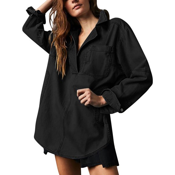 Gkeoshab Sweatshirt Women's Basic Solid Color Long Sleeve T-Shirt - Stretch Comfort Fit Crewneck Layering Top for Everyday Casual and Underwear Essentials Black S