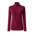 thumbnail image 1 of Gkeoshab Sweatshirt Women's Basic Solid Color Long Sleeve T-Shirt - Stretch Comfort Fit Crewneck Layering Top for Everyday Casual and Underwear Essentials Red L, 1 of 8
