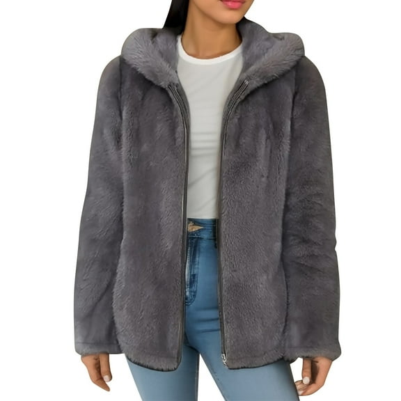 Gkeoshab Sweatshirt Women's Winter Coral Fleece Plush Hooded Sweatshirt, Ultra-Soft Fuzzy Long Sleeve Pullover for Maximum Warmth and Comfort in Cold Weather Conditions Grey 3XL