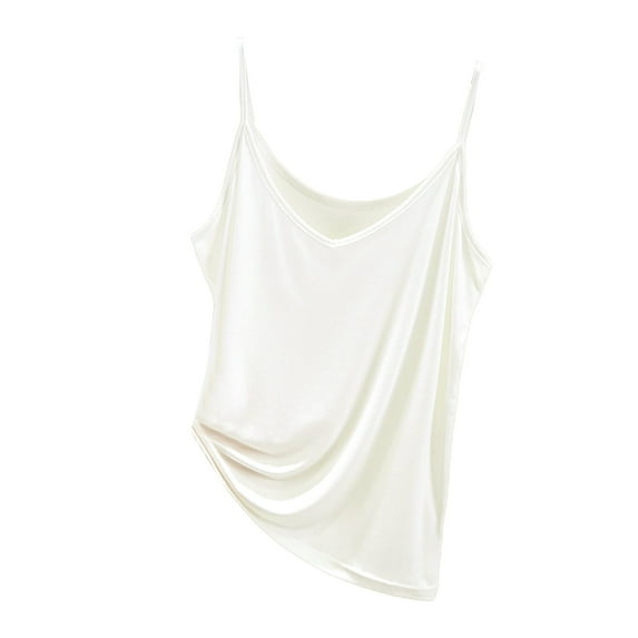 Gkeoshab Tank Tops for Women V-Neck Modal Camisole Slim Fit Solid Color Thin Summer Casual Top White M