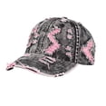 thumbnail image 1 of DJN Unisex Distressed Denim Baseball Cap Washed Ripped Hat with Colorful Stitching Polyester Cotton Adjustable Snapback Pink One Size, 1 of 7