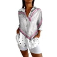 thumbnail image 1 of Gkeoshab Valentine Women Retro Print Bohemian Shirt Exquisite Hemp Button-Down V-Neck Blouse Vintage Boho Chic Top Grey S, 1 of 5