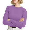 thumbnail image 1 of Gkeoshab Women Fall Clothes Women's Ribbed Knit Crewneck Sweater, Solid Color Soft Stretch Pullover Perfect for Layering and Creating Versatile Fall and Winter Fashion Outfits with Comfort Purple L, 1 of 8