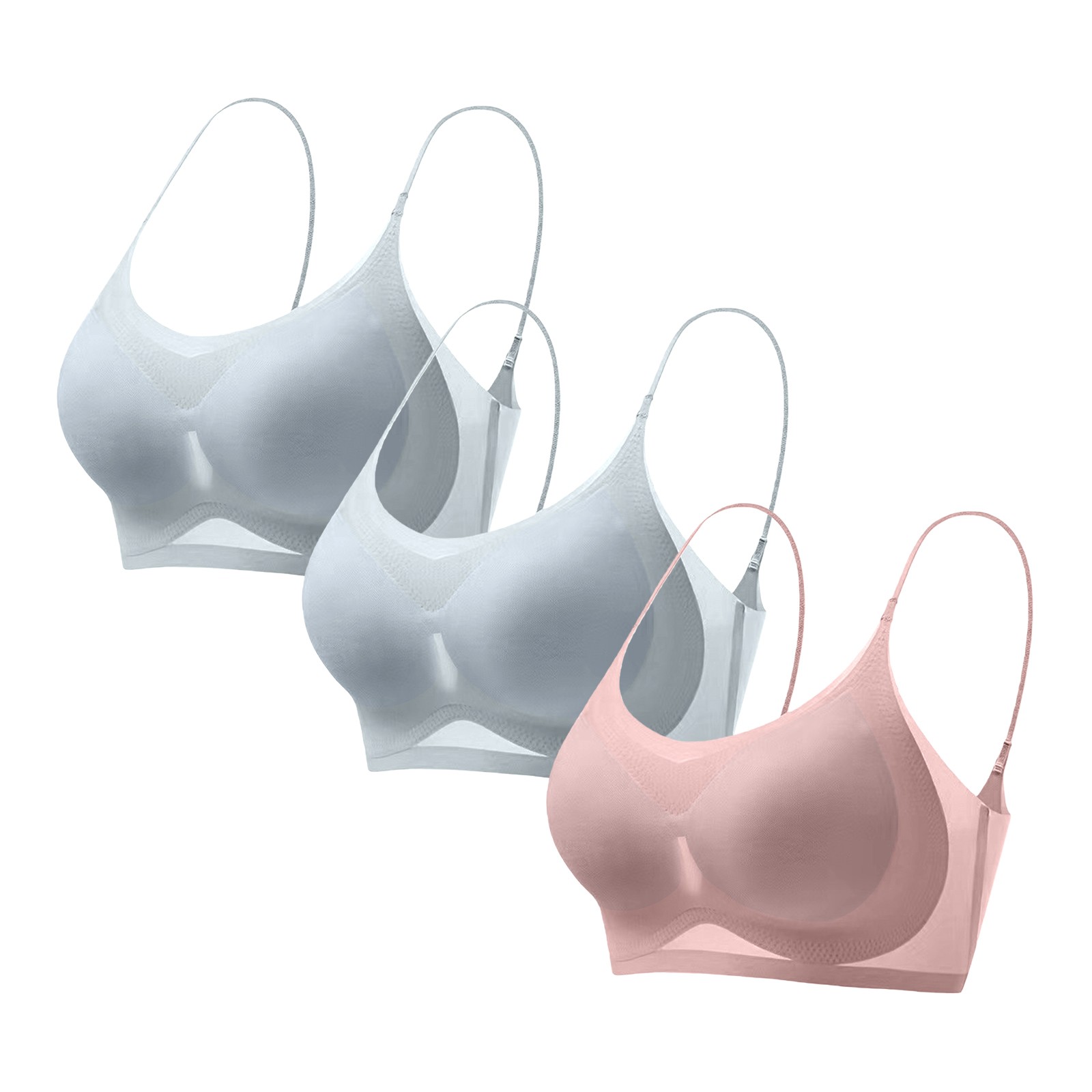 Gkeoshab Women's Bras 3PC Women's Jelly Bra Set, Non-Wired Soft Comfort ...