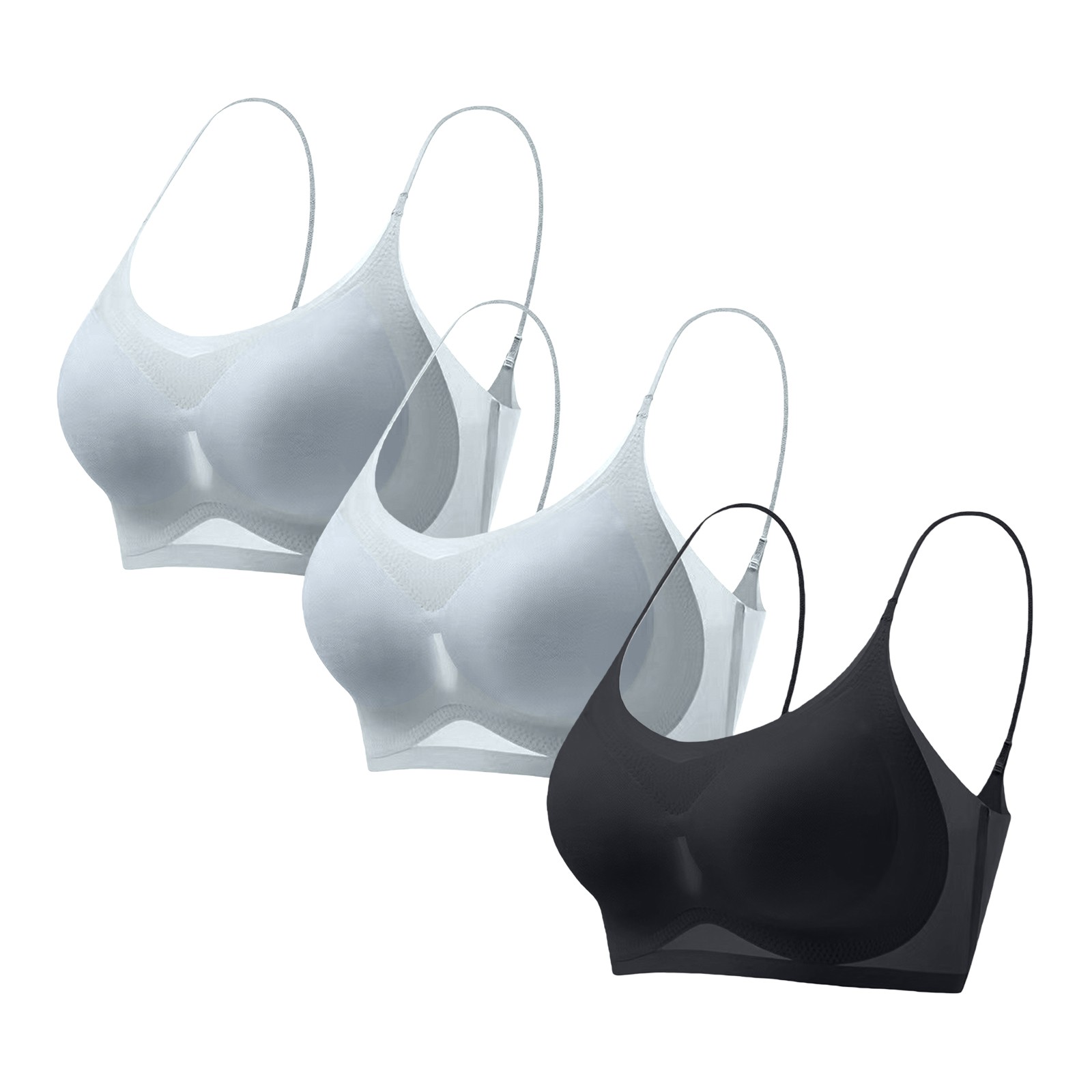 Gkeoshab Women's Bras 3PC Women's Jelly Bra Set, Non-Wired Soft Comfort ...