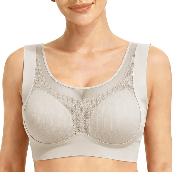 Gkeoshab Women's Bras Women's Full Coverage Sports Bra, High Support Yoga & Workout Bra for Daily Wear White XXXL