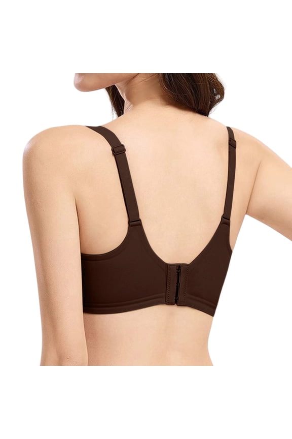Women's Bras Women's No Gap Seamless Bra Control Minimizer Underwire Bra Coffee L