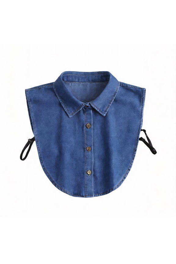 Gkeoshab Women's Detachable Denim Shirt Collar Layering False for Tops Polyester Cotton Blend Blouse Accessory Blue One Size