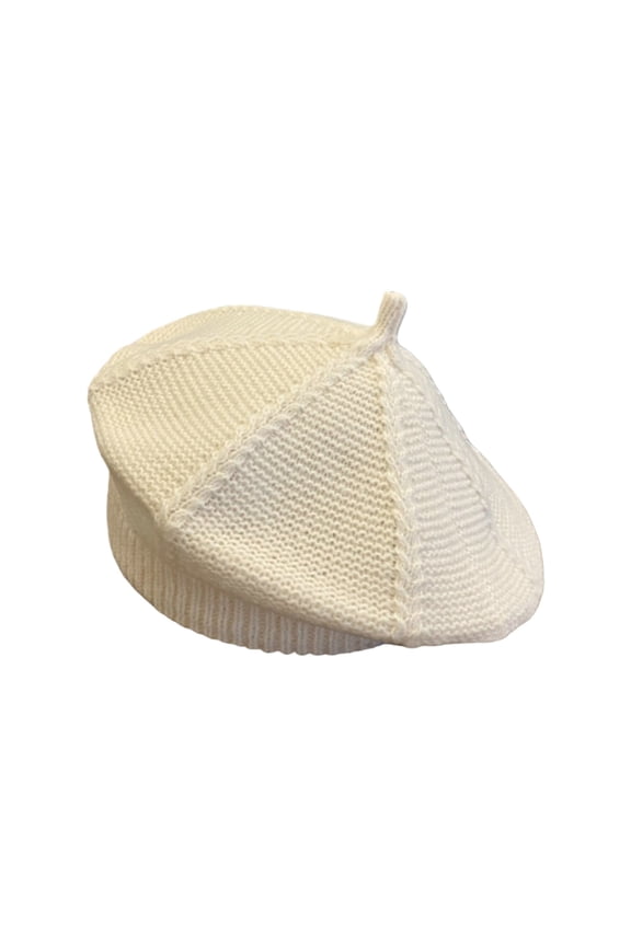 Women's Fashion Knit Beret Hat Solid Artist Style Slouchy Beret for Women Versatile Painter Cap for All Seasons White One Size