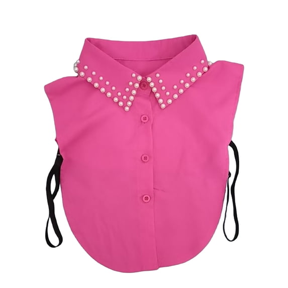 DJN Women's Pearl Collar Blouse Style Layering Collar with Pearl Embellishment Blended Fabric Fashion False Collar Pink One Size