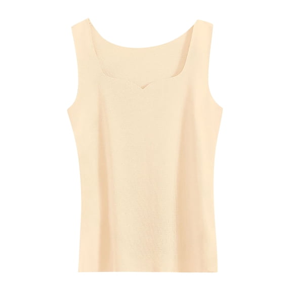 Gkeoshab Women's Sleeveless Thermal Tank Top Seamless Slim Fit Base Layer Fall Spring Warmth Beige L