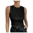 thumbnail image 1 of Gkeoshab Women's Tops, Tees & Blouses High-Density Bead Embellished Slim Fit Solid Color Tank Top - Elegant & Sophisticated Sleeveless Blouse for Work, Formal Events & Parties Black L, 1 of 9