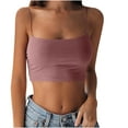 thumbnail image 1 of Gkeoshab Women's Tops, Tees & Blouses New Cropped U-Neck Tank Top, Solid Color Sleeveless Slim Fit Vest for Summer Khaki XS, 1 of 3