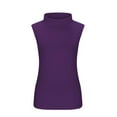 thumbnail image 1 of Gkeoshab Women's Tops, Tees & Blouses Slim Fit Mock Neck Tank Top Solid Sleeveless Stretch Blouse Perfect as a Layering Piece or Standalone Top Purple 3XL, 1 of 6