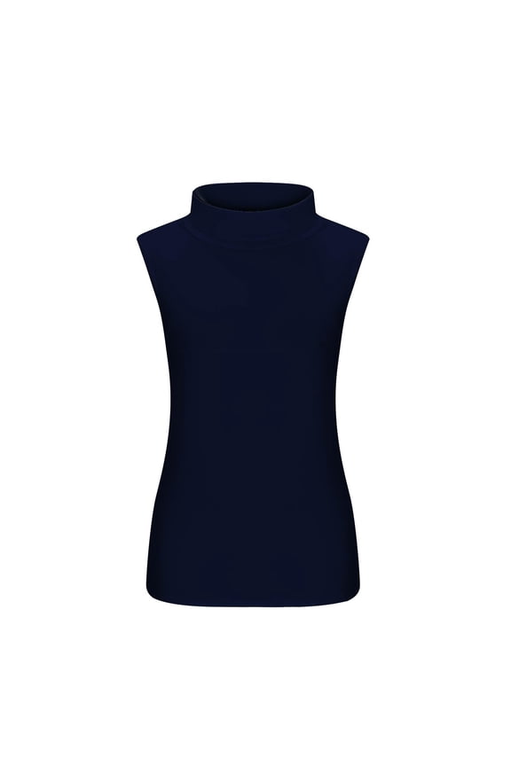 Womens Blouses Slim Fit Mock Neck Tank Top Solid Sleeveless Stretch Blouse Perfect as a Layering Piece or Standalone Top Blue S