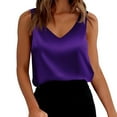 thumbnail image 1 of Gkeoshab Womens Blouses V-Neck Satin Sleeveless Blouse Silk-Like Professional Tank Top for Casual Business Attire Summer Purple M, 1 of 8