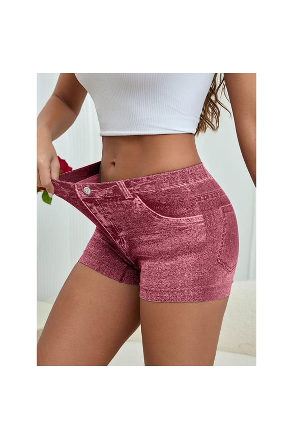 Womens Jean Shorts Women's Stretchy Denim Shorts Butt Lifting Slim Fit Ripped Detail Fashion Active Booty Shorts Comfortable for Workout Fitness and Daily Going Out