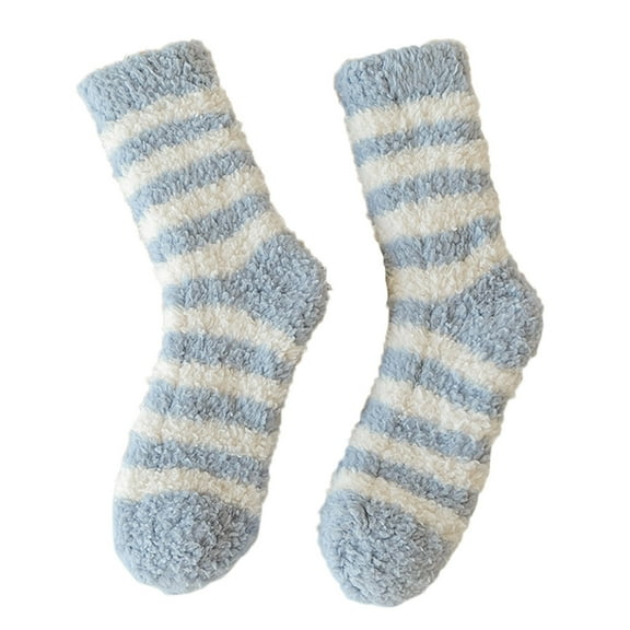 Gkeoshab Womens Socks 3-Pair Fuzzy Crew Socks, Solid Coral Fleece Socks for Winter, Thickened Plush Warm Socks