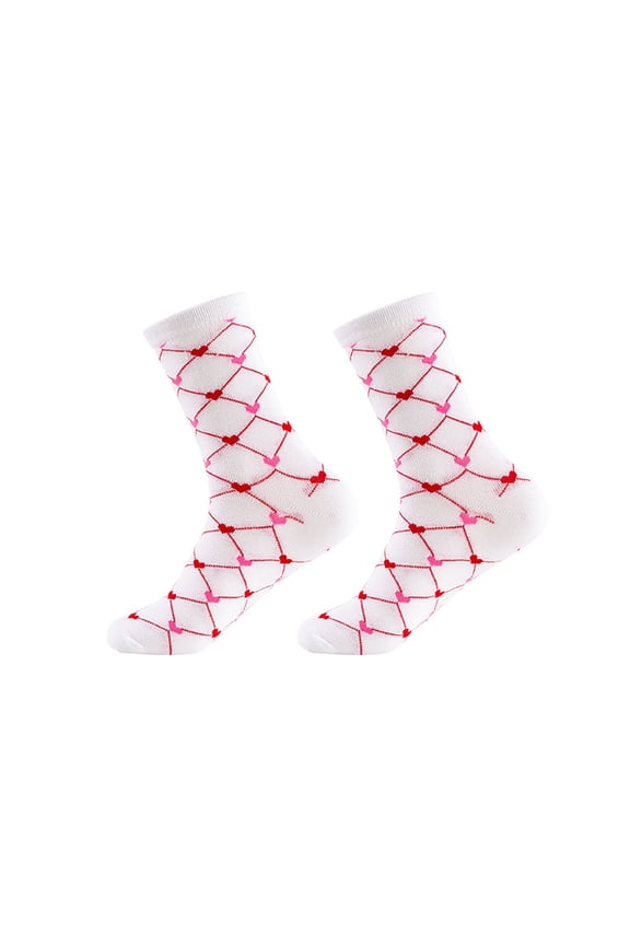 Womens Socks Valentine’s Day Matching Crew Socks for Couples, Cute Heart Lip Pattern Cotton Socks, Funny Novelty Holiday Gift Footwear Womens Socks No Show Socks Womens