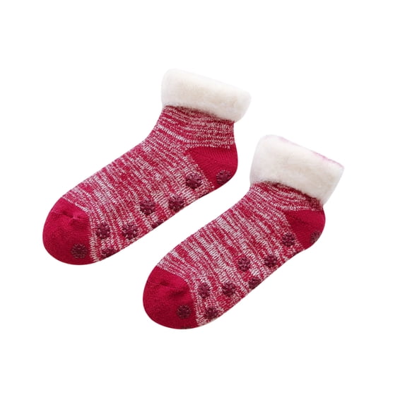 Gkeoshab Womens Socks Women's Winter Thickened Plush Fleece Short Socks, Non-Slip Grip Bottom, Warm Cozy Floor Socks for Indoor Home Relaxation No Show Socks Womens Pilates Socks