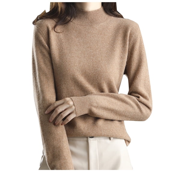 Gkeoshab Womens Sweaters Long Sleeve Shirts for Women 2026 Fall Clothes Tunic Tops Loose Fit Dressy Crewneck Pullover Sweaters Brown XL