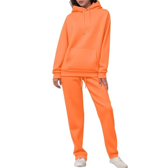 Gkeoshab Womens Sweaters Tracksuit Sweatsuit Sweatshirt and Sweatpant for Women Men 2 Piece Sets Pullover Sweater Orange M