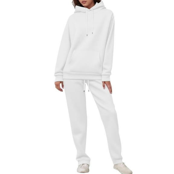 Gkeoshab Womens Sweaters Tracksuit Sweatsuit Sweatshirt and Sweatpant for Women Men 2 Piece Sets Pullover Sweater White XL