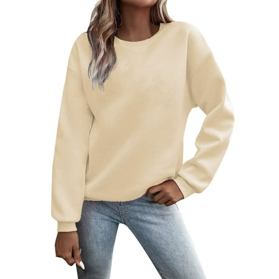 Gkeoshab Womens Sweaters Women's Long-Sleeve Loose-Fit Round-Neck Sweater for Fall and Winter A L