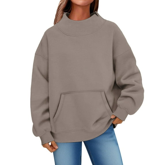 Gkeoshab Womens Sweaters Women's Oversized Sweaters 2025 Fall Outfits Trendy Crewneck Knit Fashion Pullover Tops Khaki M