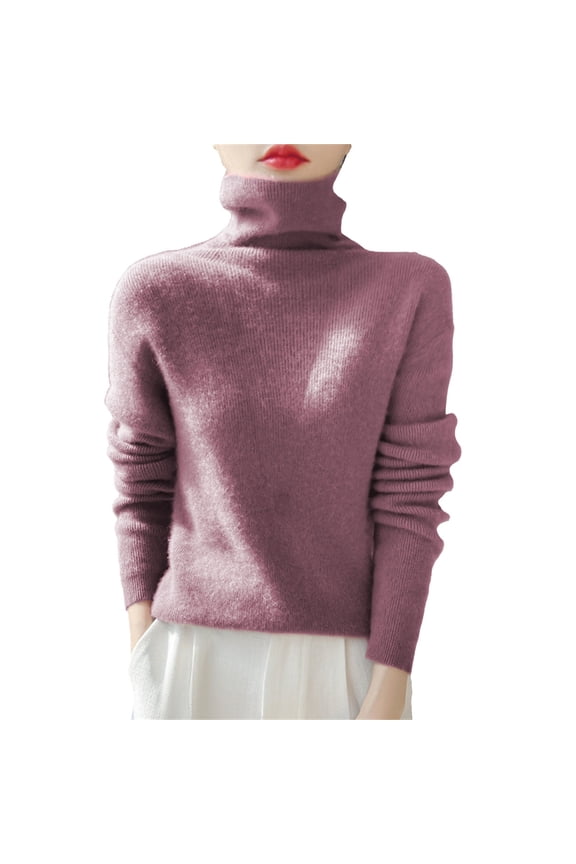 Womens Sweatshirt Women's Slim Fit Turtle Neck Knit Sweater, Stacked High Collar Long Sleeve Pullover Perfect for Layering Under Coats and Jackets During Fall and Winter Seasons