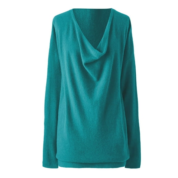 Gkeoshab Womens Sweatshirt Women's Solid Color Boat Neck Long Sleeve Tops - Loose Fit Comfort Stretch Pullover Shirt for Casual and Layering Basic Wardrobe Green L