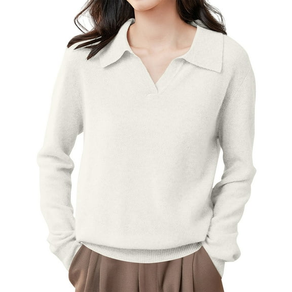 Gkeoshab Womens Sweatshirt Women's Sweater, Button Neck Long Sleeve Pullover with Refined Design for Elegant Casual Wear and Sophisticated Layering Beneath Jackets White M