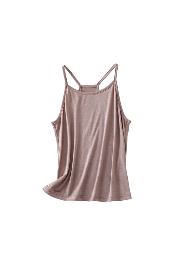 Womens Tank Tops Cotton Modal Sleeveless Cami Soft Solid Color Loose Fit Tank Top for Home Wear Coffee L
