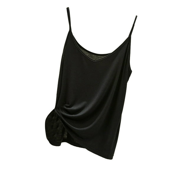 Gkeoshab Womens Vest V-Neck Modal Camisole Slim Fit Solid Color Thin Summer Casual Top Black XXL
