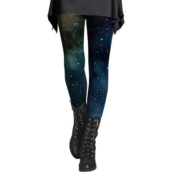 Gkeoshab Yoga Pants Women Women's Cosmic Print Yoga Leggings Universe Themed Base Layer Pants Milk Silk Grinding for Spring Summer Black L