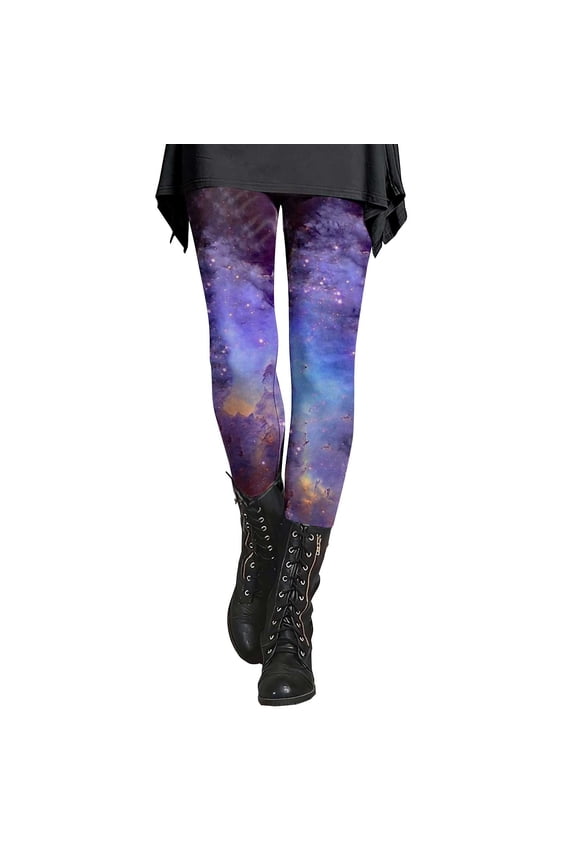 Yoga Pants Women Women's Cosmic Print Yoga Leggings Universe Themed Base Layer Pants Milk Silk Grinding for Spring Summer Purple XXL